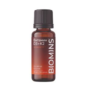 Biomins, Витамин D3 + K2, капли, 30 мл