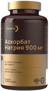 Dietelle, Витамин С (L-аскорбат натрия) с биофлавоноидами, 60 шт.