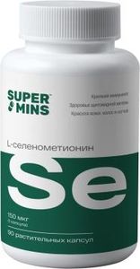 Supermins, Селен (L-селенометионин), растительные капсулы, 90 шт.