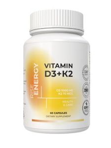 Rise Energy, Витамин D3 + K2 (MK-7), капсулы, 60 шт.