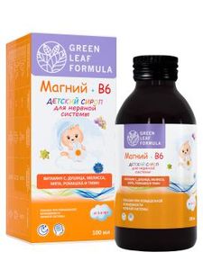 Green Leaf Formula, Детский сироп MG & B6 (для нервной системы), жидкость, 100 мл