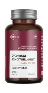 Biomins, Железо (бисглицинат) c B9 и B12, капсулы, 60 шт.