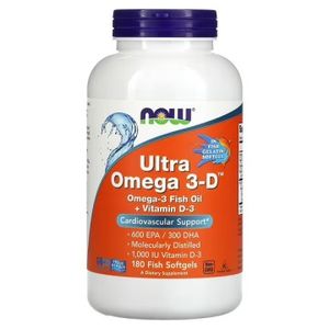 Now Foods, Ultra Омега-3 с витамином Д, капсулы, 180 шт.