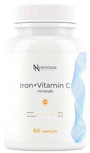 NOVOAGE nutrition, Железо (бисглицинат) + Витамин С, капсулы, 60 шт.