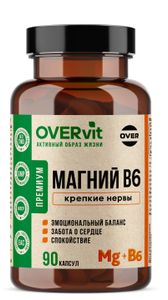OVERvit, Магний (цитрат) + витамин В6, капсулы, 90 шт.
