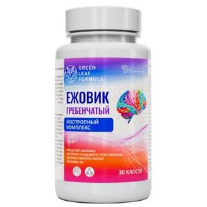 Green Leaf Formula, Ежовик гребенчатый + Бакопа Монье, (ноотропный комплекс), капсулы, 30 шт.
