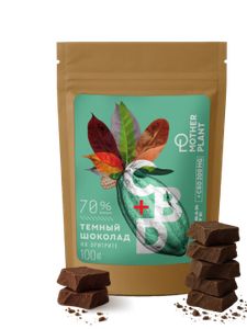 MotherPlant, Тёмный шоколад на эритрите (70% какао, 200 мг CBD), 100 г