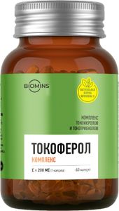 Biomins, Витамин E (комплекс токоферолов и токотриенолов), капсулы, 60 шт.