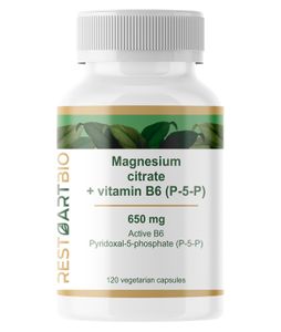 Restartbio, Магний (цитрат) + витамин B6 (p-5-p), капсулы, 120 шт.