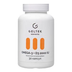 Geltek, Омега-3 + витамин D3, капсулы, 30 шт.