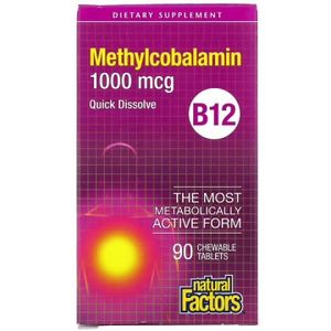 Natural Factors, Витамин B12, жевательные таблетки, 90 шт.