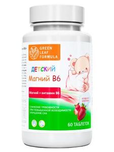 Green Leaf Formula, Магний (цитрат) В6 для детей, со вкусом клубники, жевательные таблетки, 60 шт.