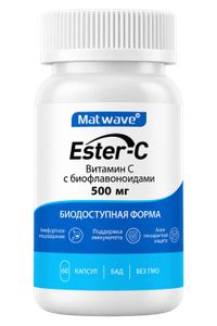 Matwave, Витамин C Ester (аскорбат кальция) с биофлавоноидами, капсулы, 60 шт.